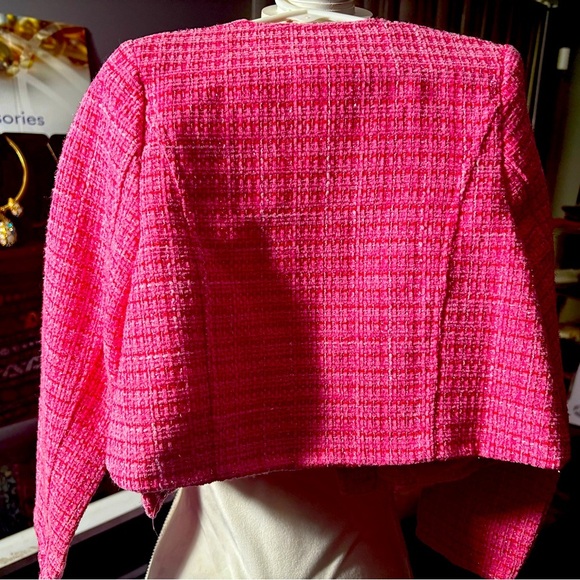 NWOT Rachel Zoe 3 Piece Matching Pink Boucle Dress Ensemble W Jacket Sz 6 - Picture 5 of 16